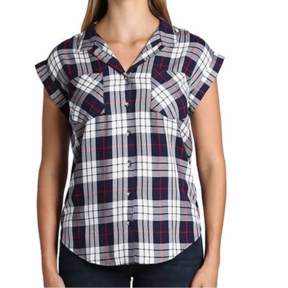 JACHS Girlfriend Navy Quinn Cap Sleeve Top Blouse